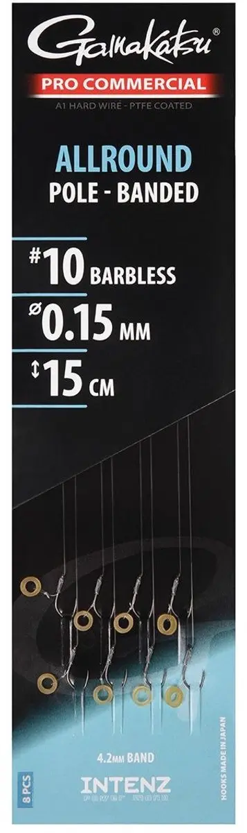 Gamakatsu Allround Pole Banded Barbless Onderlijnen H12 0.15mm 15cm