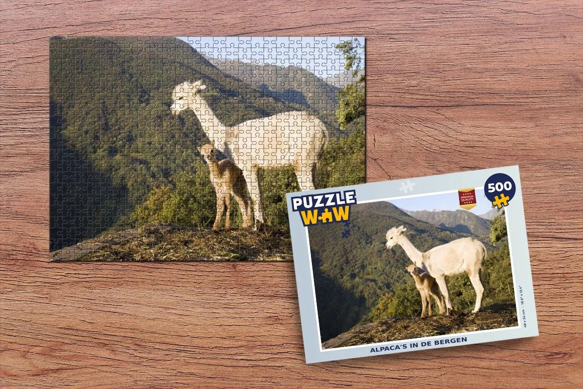 PuzzleWow Alpaca's Berg Natuur Legpuzzel 500 Stuks - Multicolor