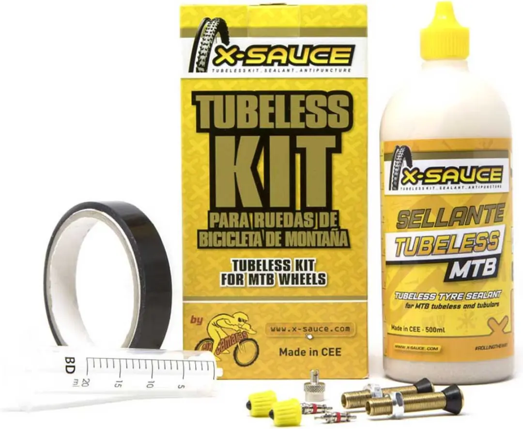 X-sauce Schrader Tubeless Kit Geel 25 mm
