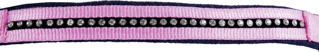 HKM Halster + touw -Crystal- zacht onderlegd roze/donkerblauw Full