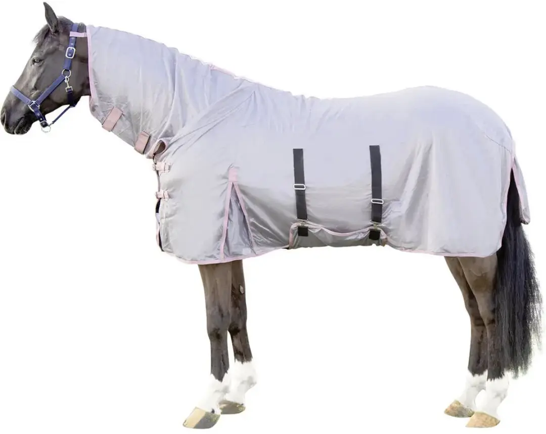 HKM Paardenvliegendeken met halsdekking - Grijs - afbeelding 2 van 2