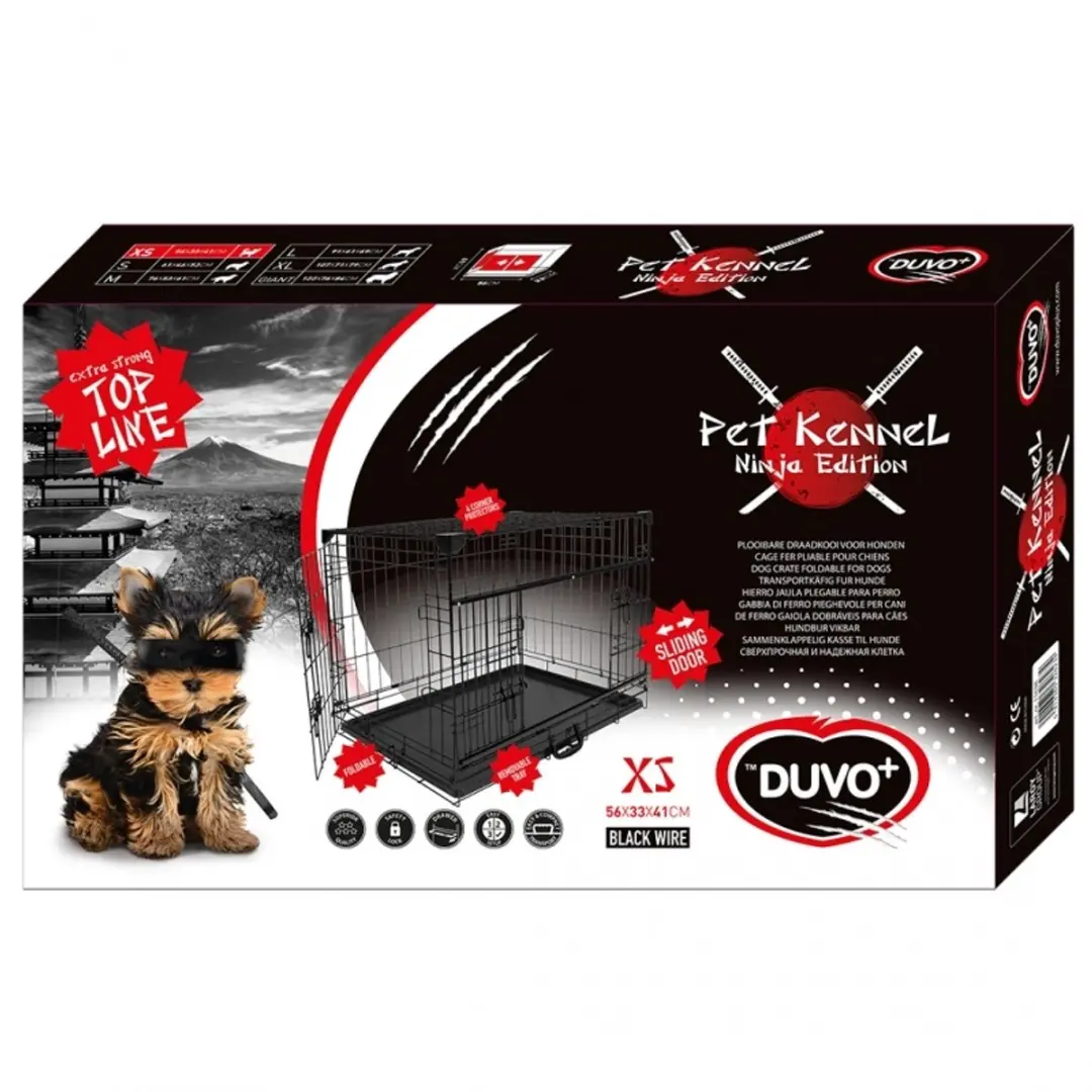 Duvo Ninja Schuifdeur Hondenbench S - Zwart - afbeelding 6 van 6