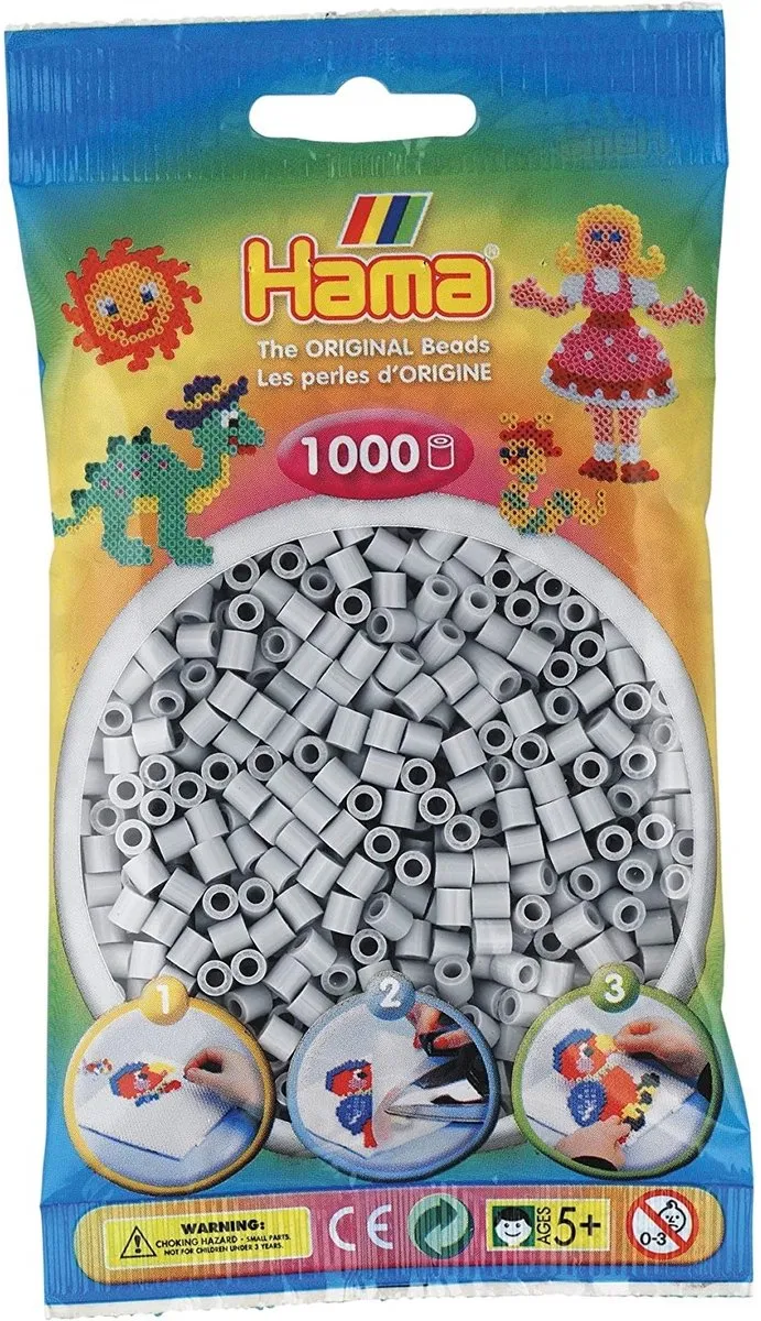 Hama Strijkkralen Licht Grijs - 1000 Stuks - afbeelding 2 van 6