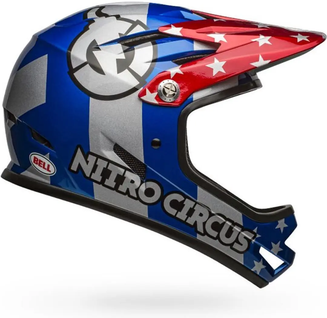 Bell Sanction Fietshelm, red/silver/blue nitro circus Hoofdomtrek XS
