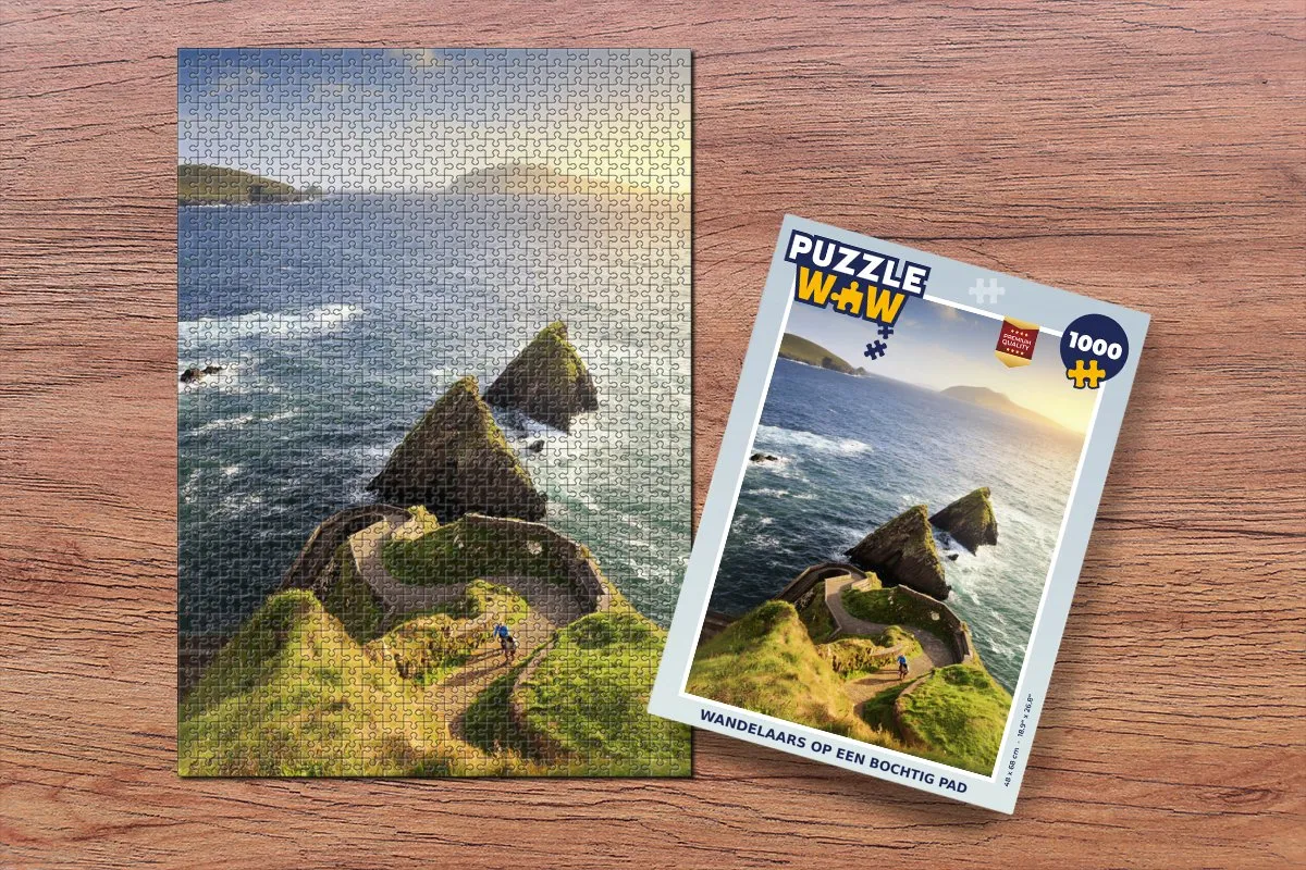 PuzzleWow Wandelaars op een Bochtig Pad Legpuzzel 1000 Stuks - Multicolor