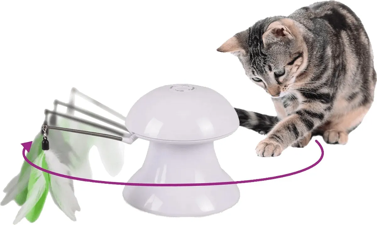 Flamingo Elektronisch Kattenspeelgoed Laser met Veren - Wit