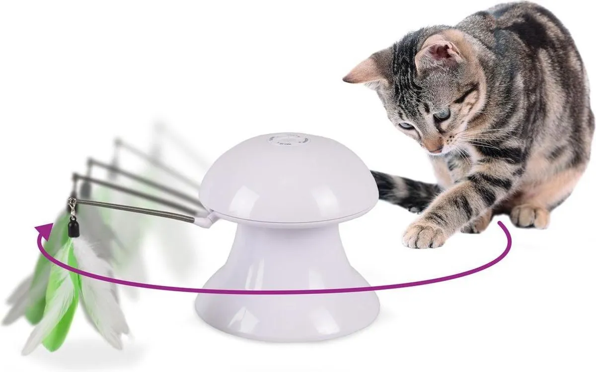 Flamingo Elektronisch Kattenspeelgoed Laser met Veren - Wit
