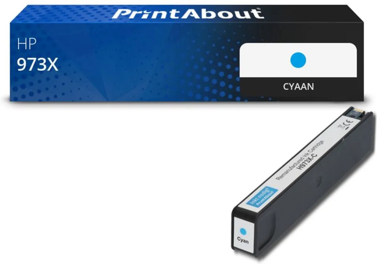 PrintAbout HP 973X F6T81AE Inktcartridge Cyaan