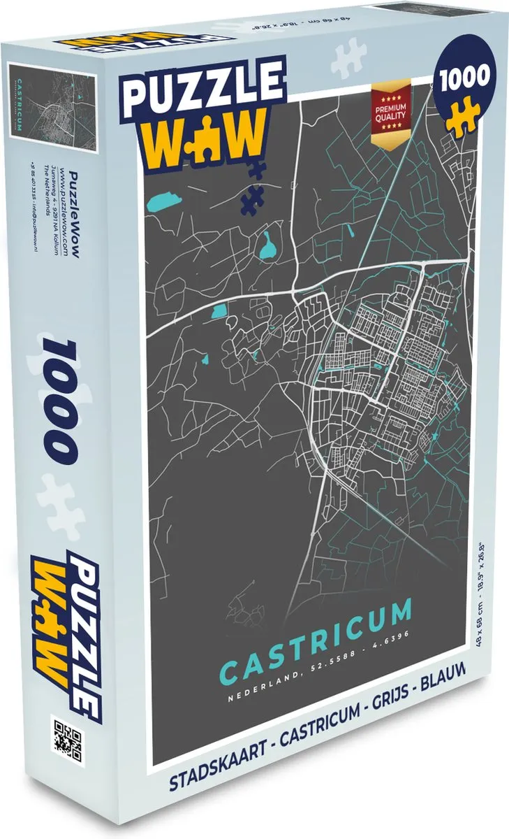 PuzzleWow Stadskaart Castricum Legpuzzel 1000 Stuks