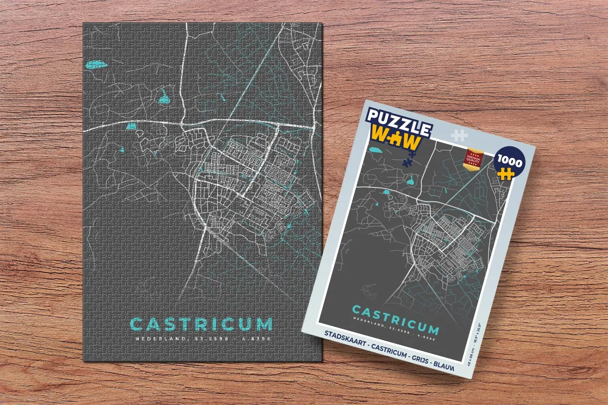 PuzzleWow Stadskaart Castricum Legpuzzel 1000 Stuks - Multicolor