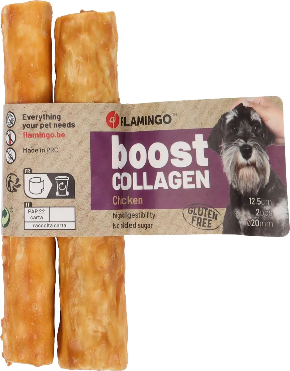 Flamingo Hondensnacks Kauwstaaf Kip & Collageen - 2 Stuks