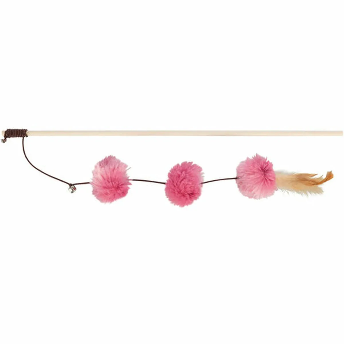 Trixie Kattenspeeltje Pompomballen Speelhengel - Roze 40cm - afbeelding 3 van 4