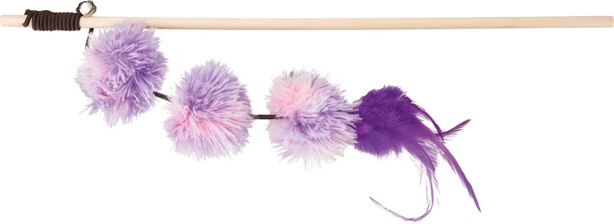 Trixie Kattenspeeltje Pompomballen Speelhengel - Roze 40cm - afbeelding 4 van 4