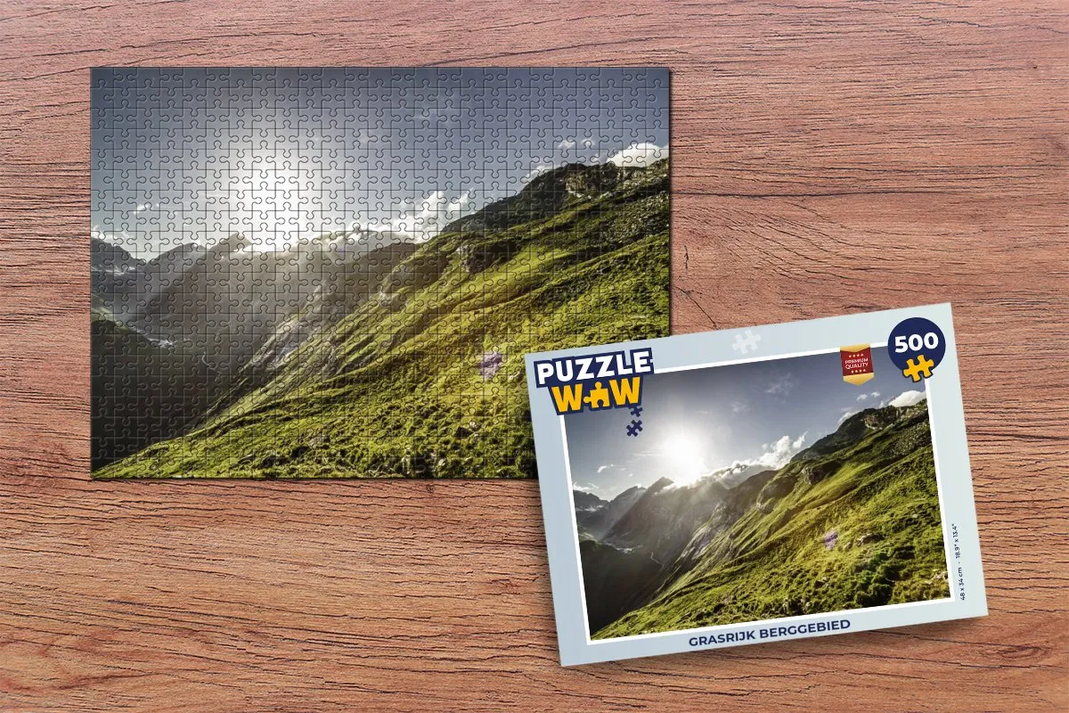 PuzzleWow Legpuzzel Grasrijk Berggebied 500 Stuks - Multicolor