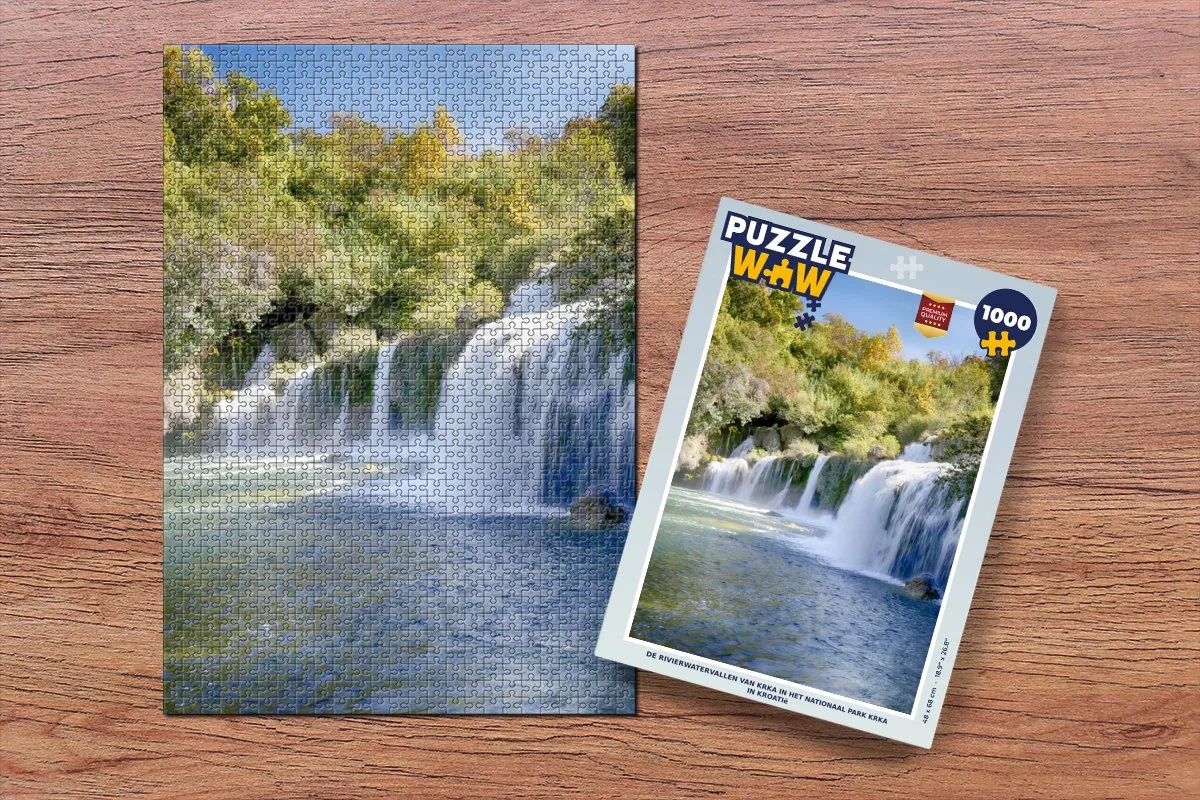 PuzzleWow Rivierwatervallen Krka Legpuzzel 1000 Stuks - Multicolor