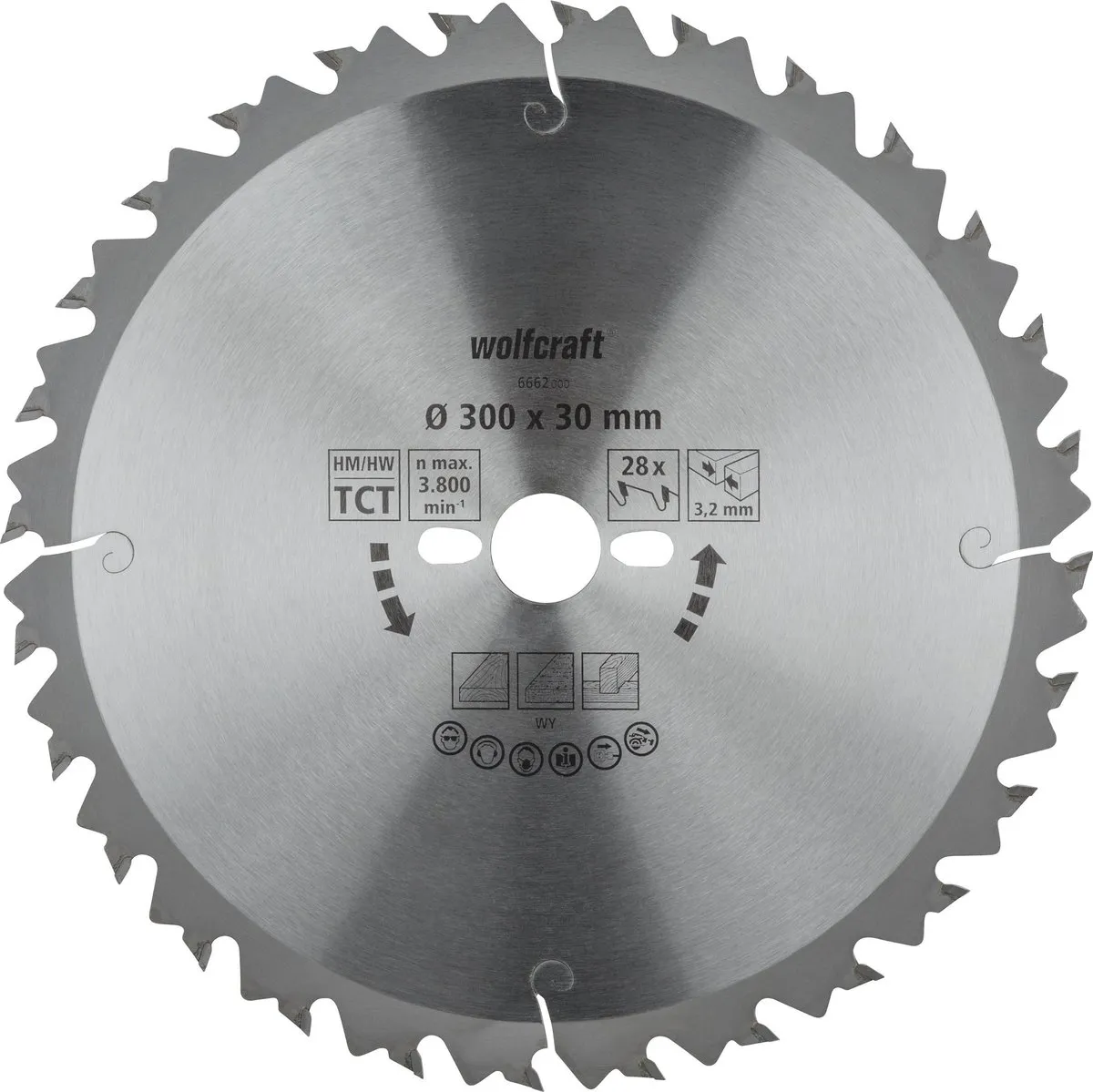 Wolfcraft Tafelcirkelzaagblad HM 6662000 - 300mm - 28 Tanden