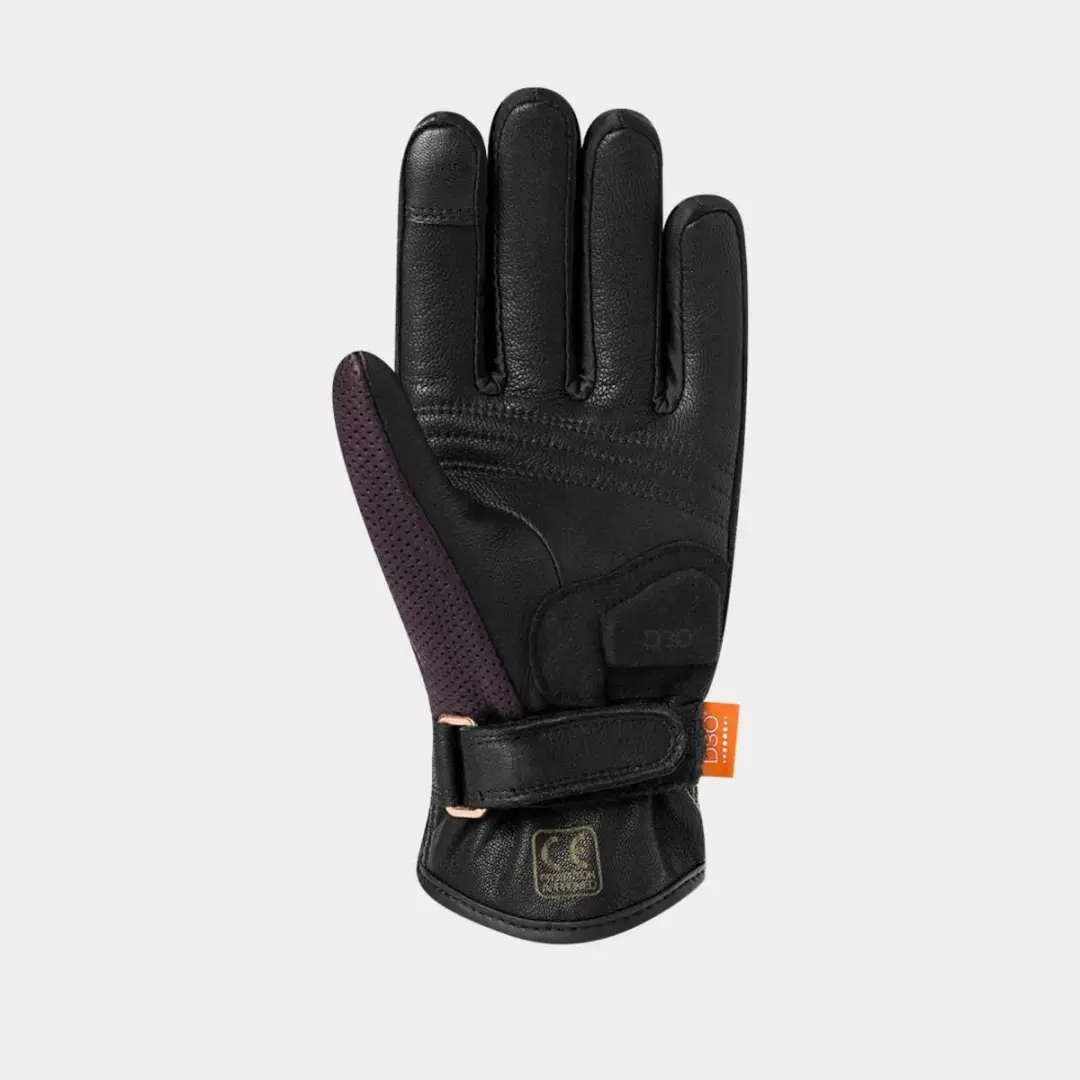 Racer femme Bella3 D3O Leren Motorhandschoenen - Zwart/Bordeaux - afbeelding 2 van 2