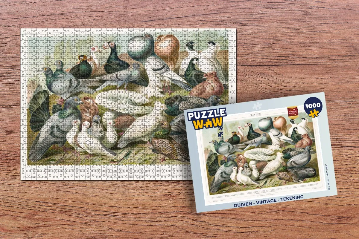 PuzzleWow Vintage Duiven Legpuzzel 1000 Stuks - Multicolor