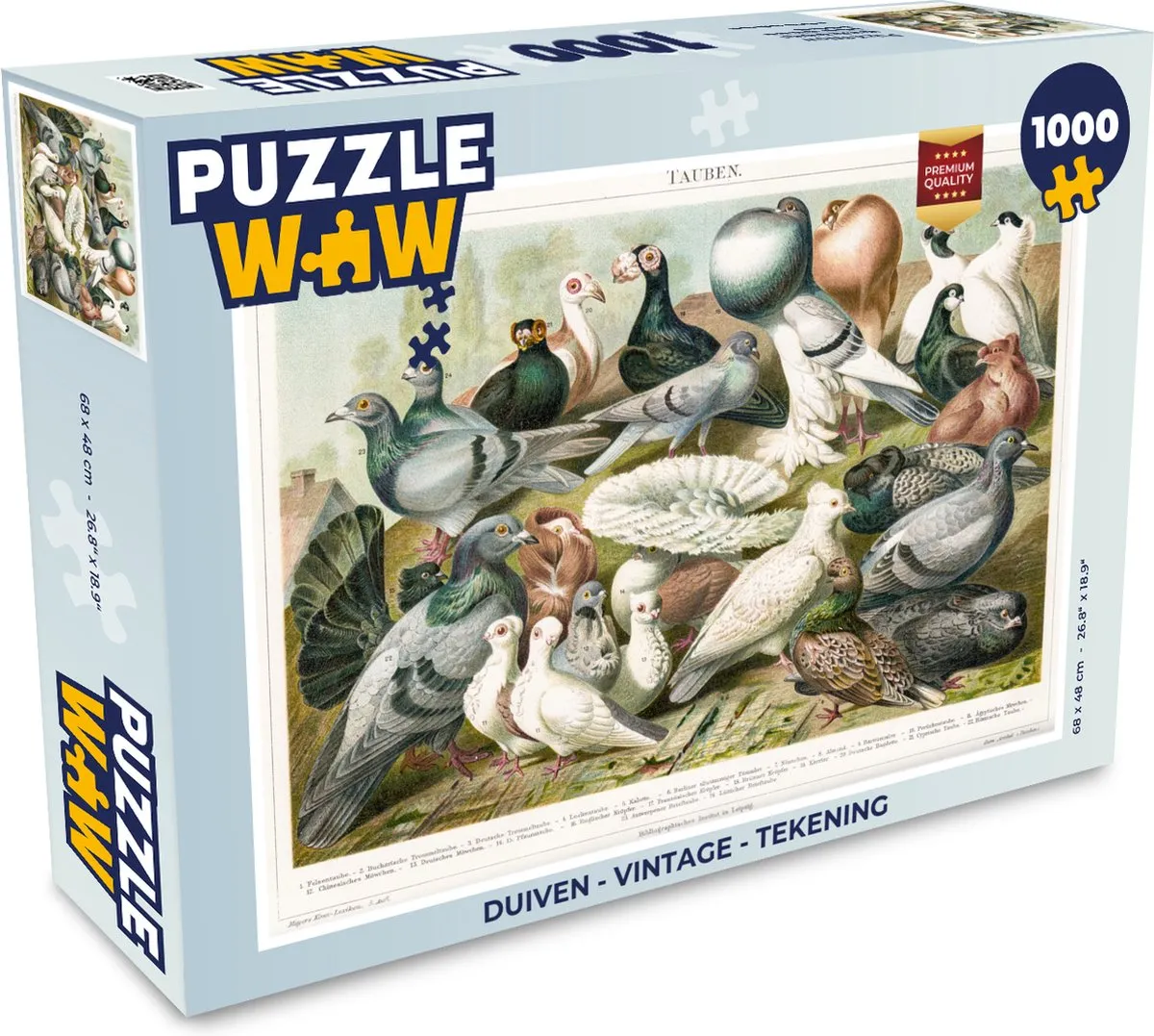PuzzleWow Vintage Duiven Legpuzzel 1000 Stuks