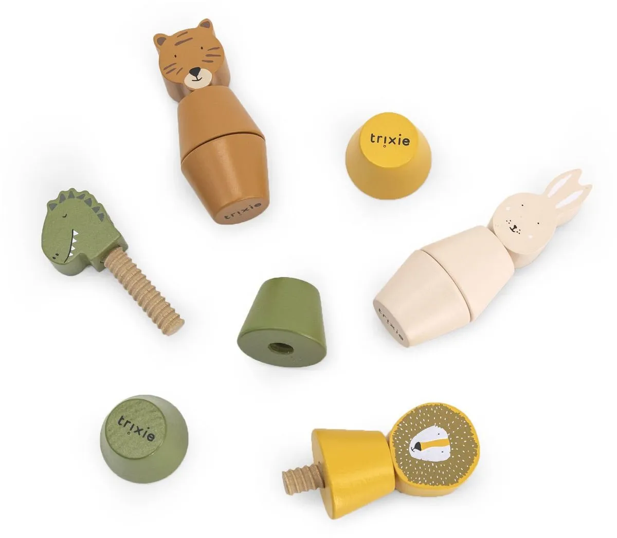 Trixie Houten Schroefdieren - 4 Dierenpopjes - Multi kleuren - afbeelding 6 van 6
