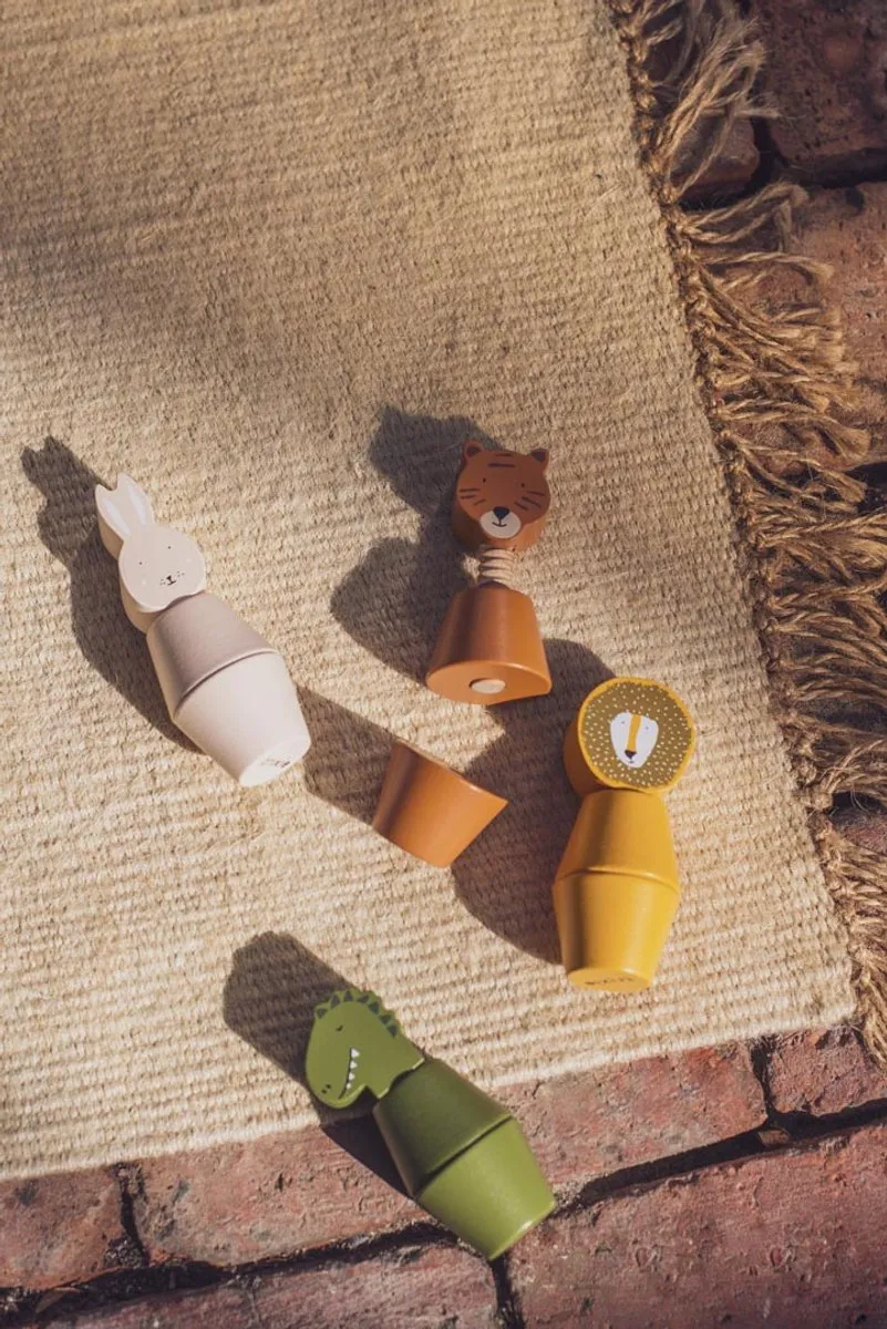 Trixie Houten Schroefdieren - 4 Dierenpopjes - Multi kleuren