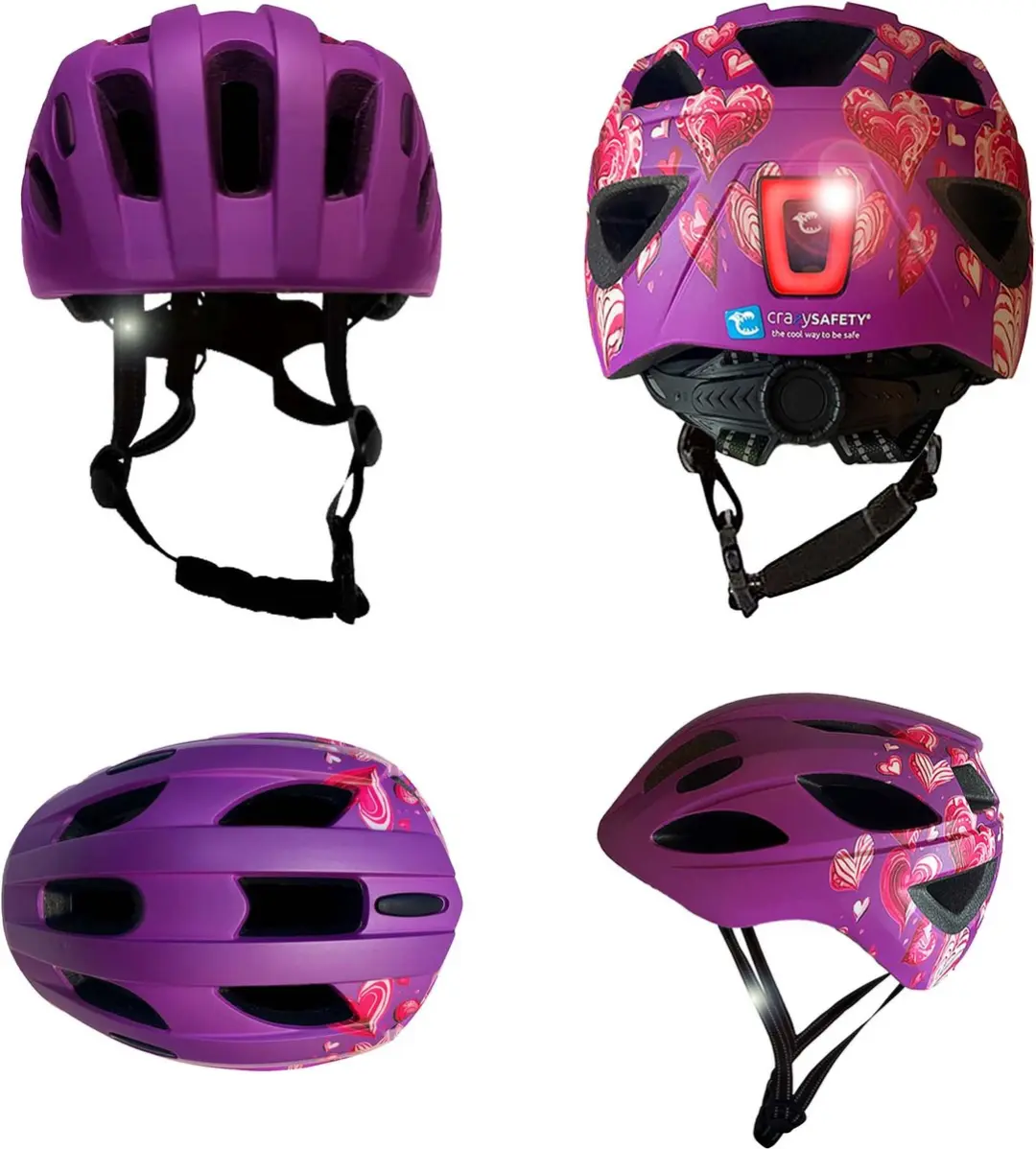 Crazy Safety Cool Heart Kinderhelm M - Paars Hart - afbeelding 2 van 6