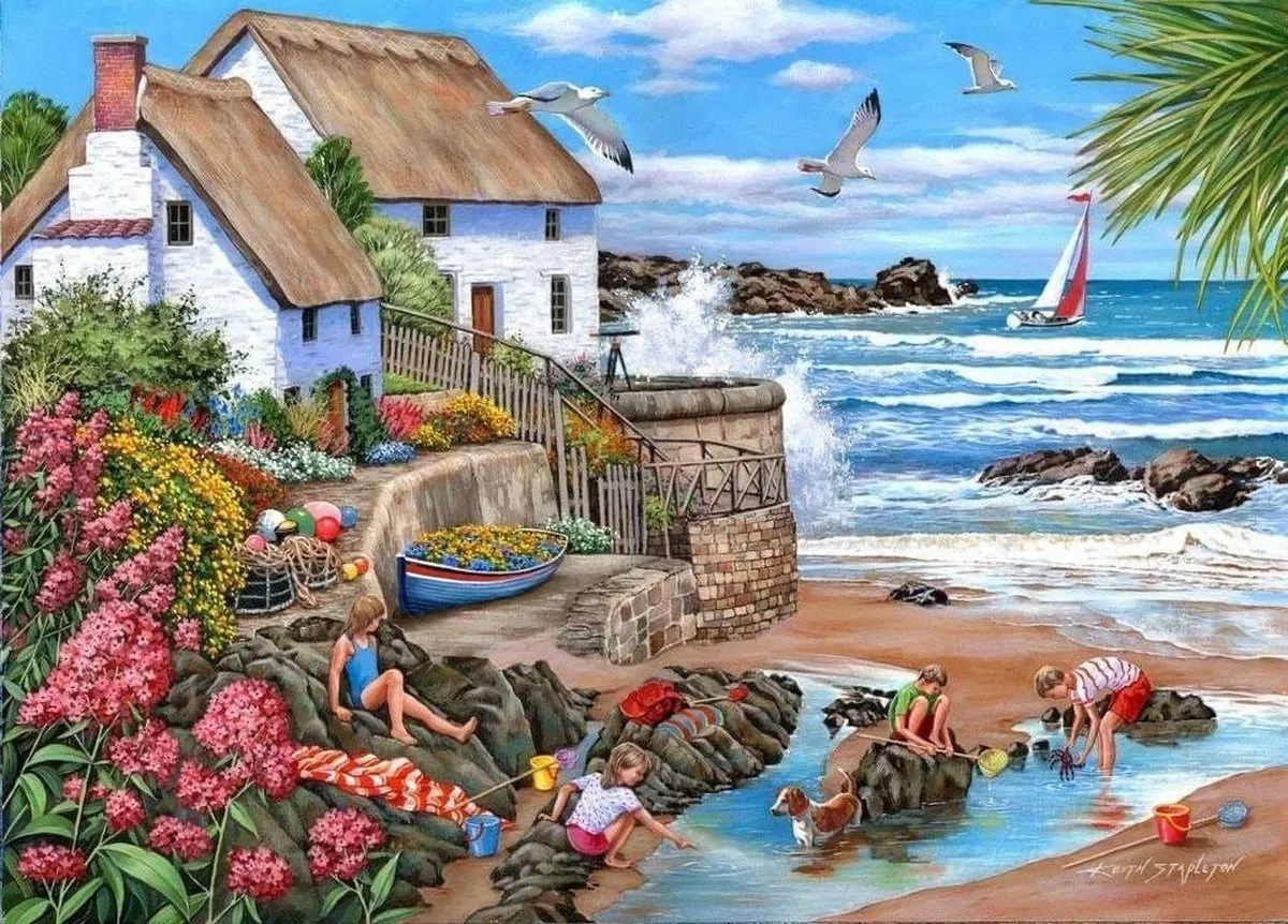 House Of Puzzles Seaspray Cottages Puzzel 1000 Stuks