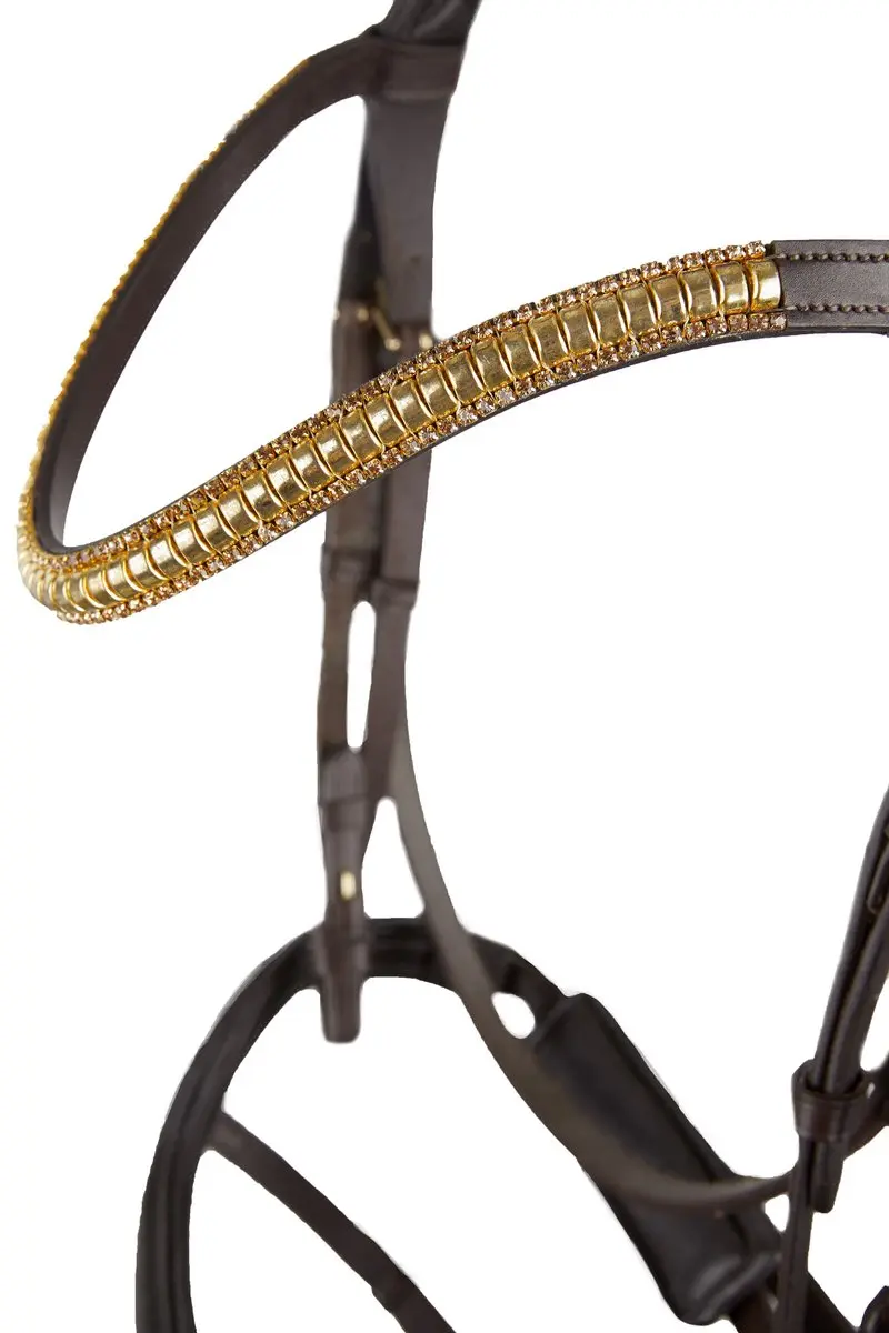 Horze Highbury Anatomisch Hoofdstel met kristallen frontriem, Dark Brown, Vollbl