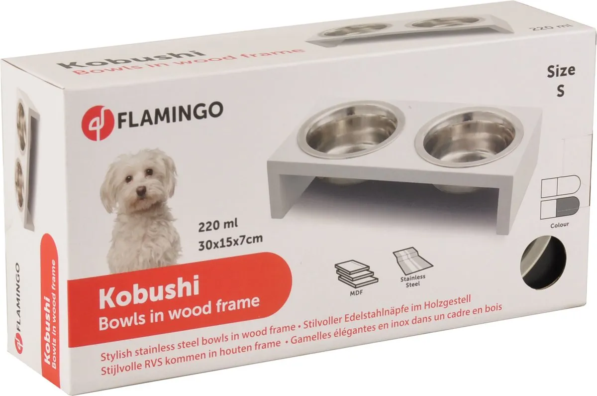 Flamingo Kobushi Twin Voerbak - 2x220ml Wit