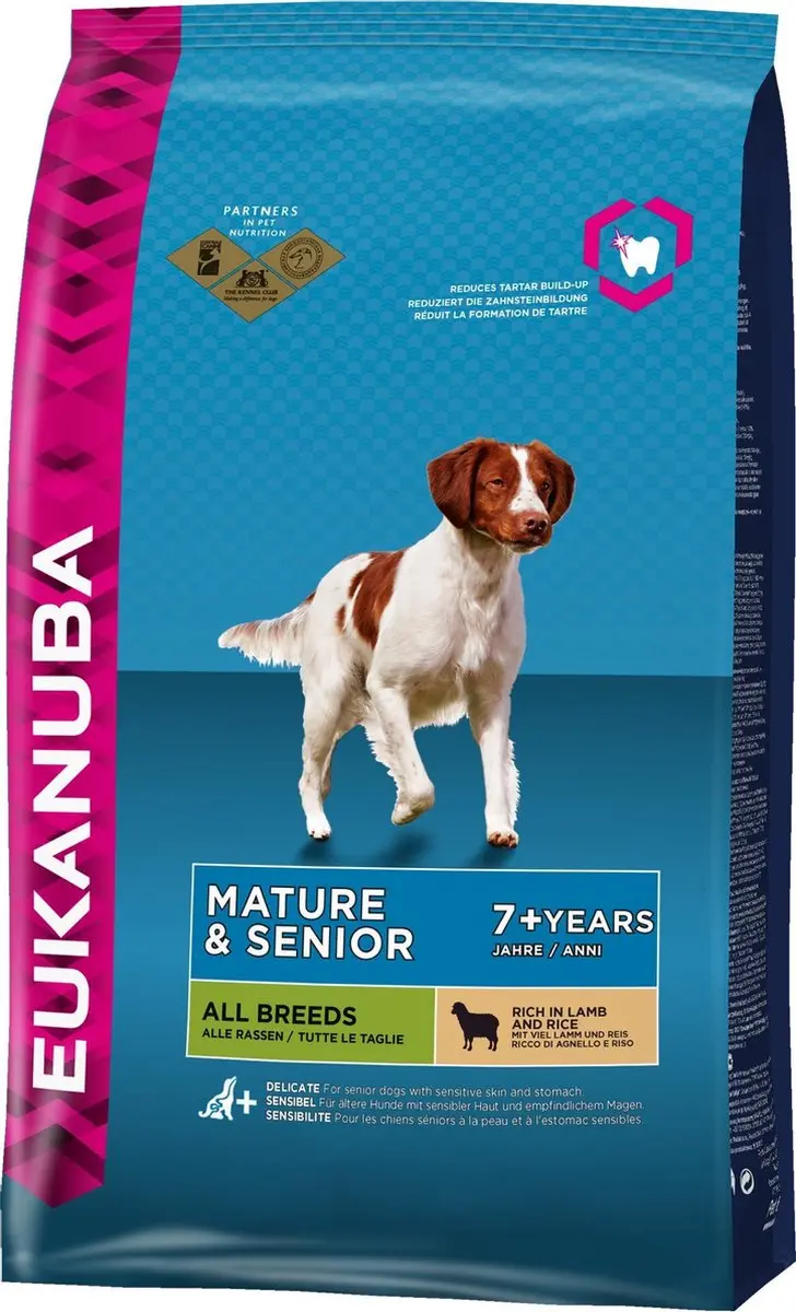 Eukanuba hondenvoer dog senior sm&med lamb&rice 12KG