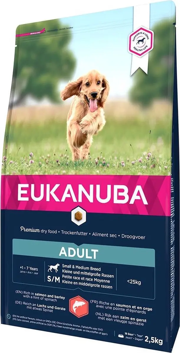 Eukanuba hondenvoer dog adult sm&med salmon 2,5KG