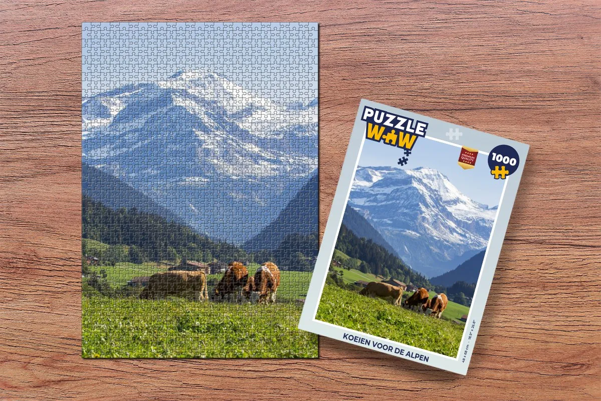 PuzzleWow Alpen Koeien Legpuzzel 1000 Stuks - Multicolor