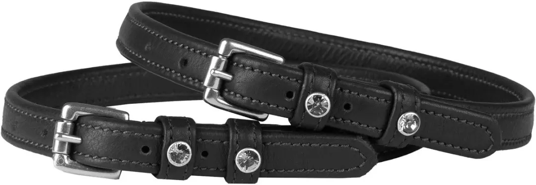 Horka Sporenriempjes Diamant Dubbelleer Black-Silver