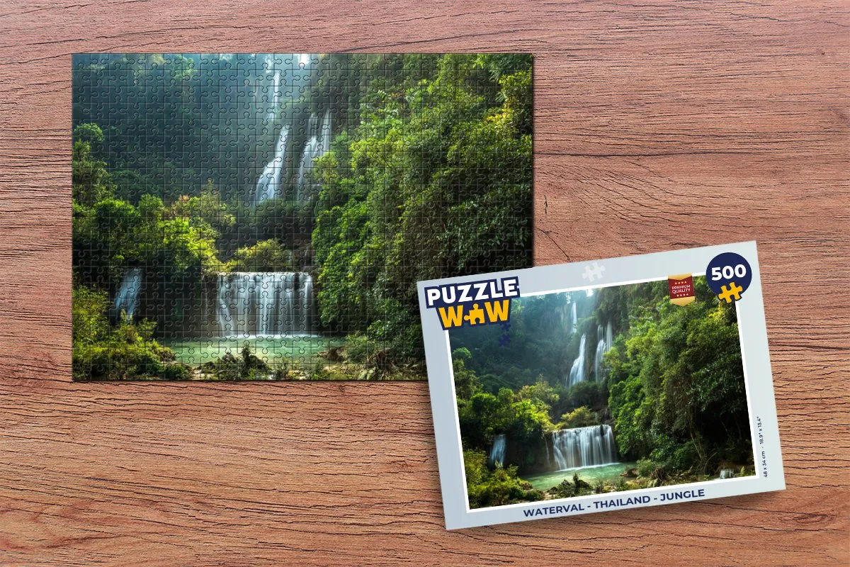 PuzzleWow Waterval Thailand Jungle Legpuzzel 500 Stuks - Multicolor