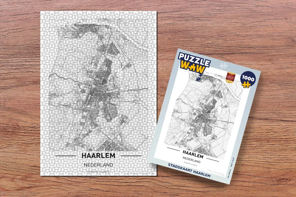 PuzzleWow Stadskaart Haarlem Legpuzzel 1000 Stuks - Multicolor