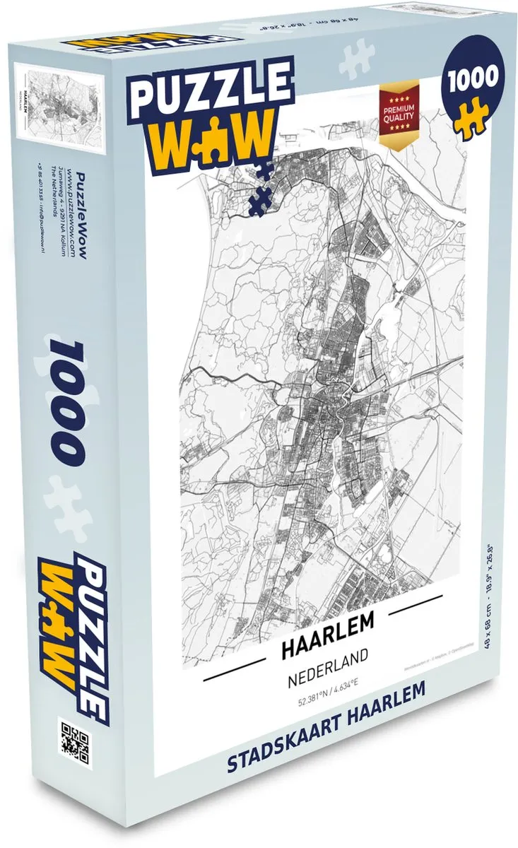 PuzzleWow Stadskaart Haarlem Legpuzzel 1000 Stuks