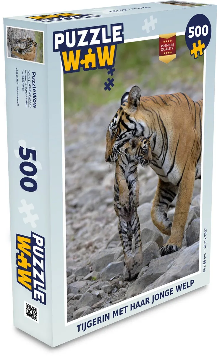 PuzzleWow Tijgerin Welp Legpuzzel 500 Stuks