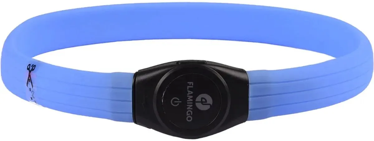 Flamingo Visio LED Halsband Blauw - 35-64cm - Oplaadbaar