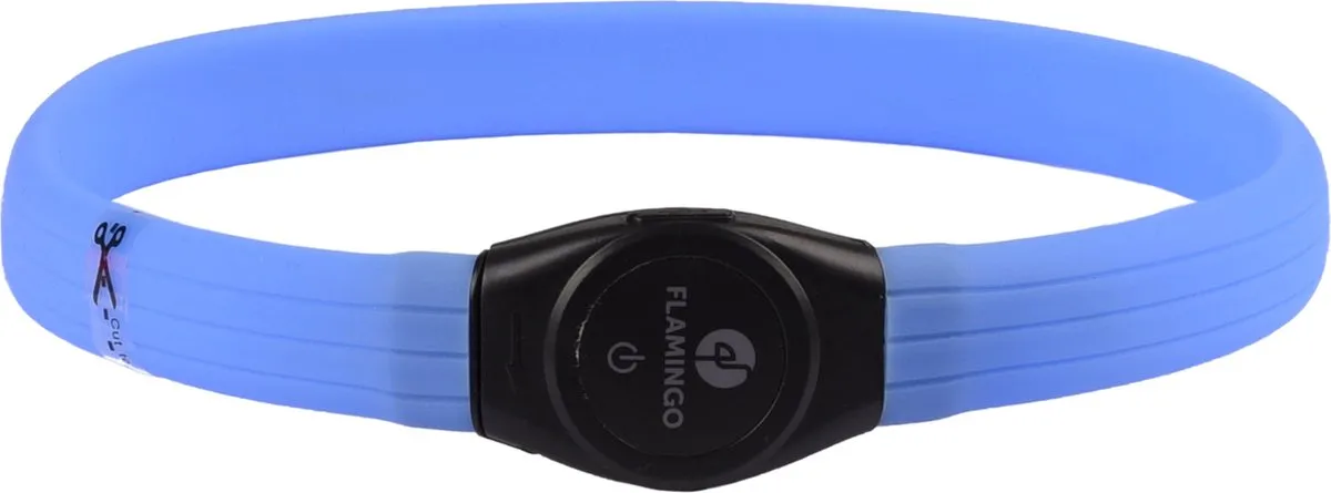 Flamingo Visio LED Halsband Blauw - 35-64cm - Oplaadbaar