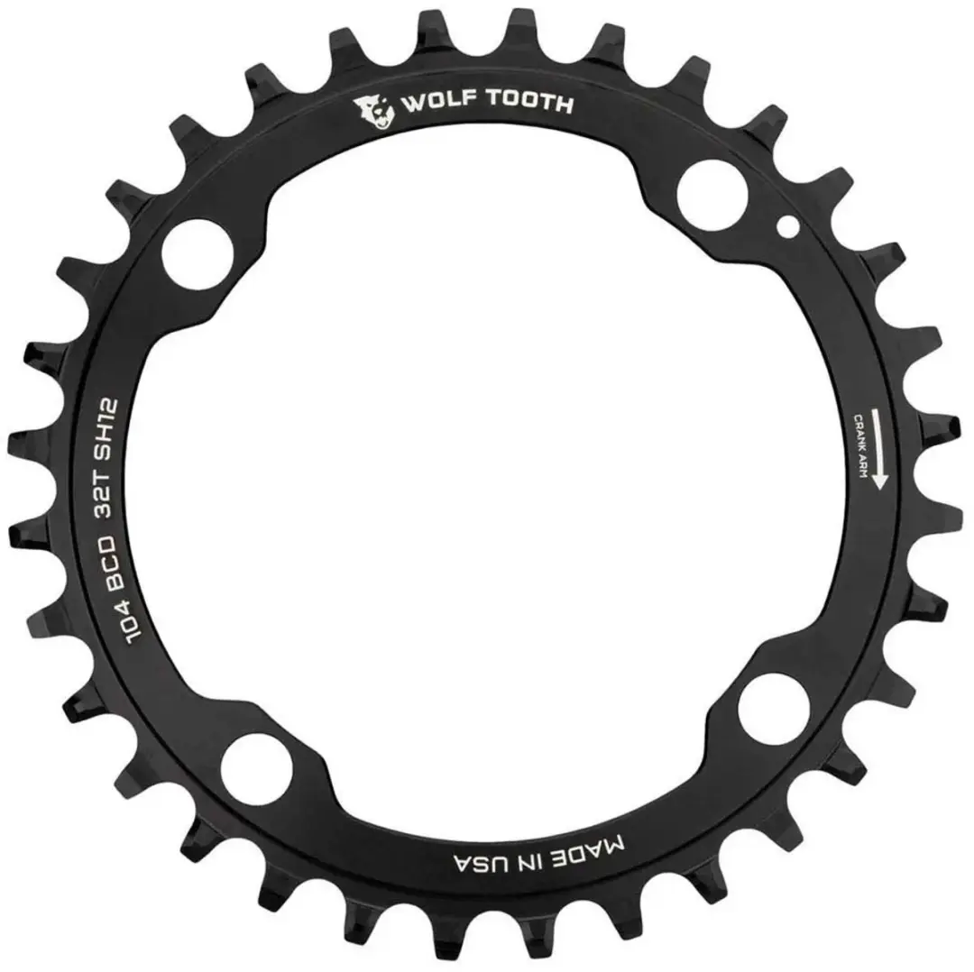 Wolf Tooth Shimano 12s 104 Bcd Kettingblad Zwart 36t