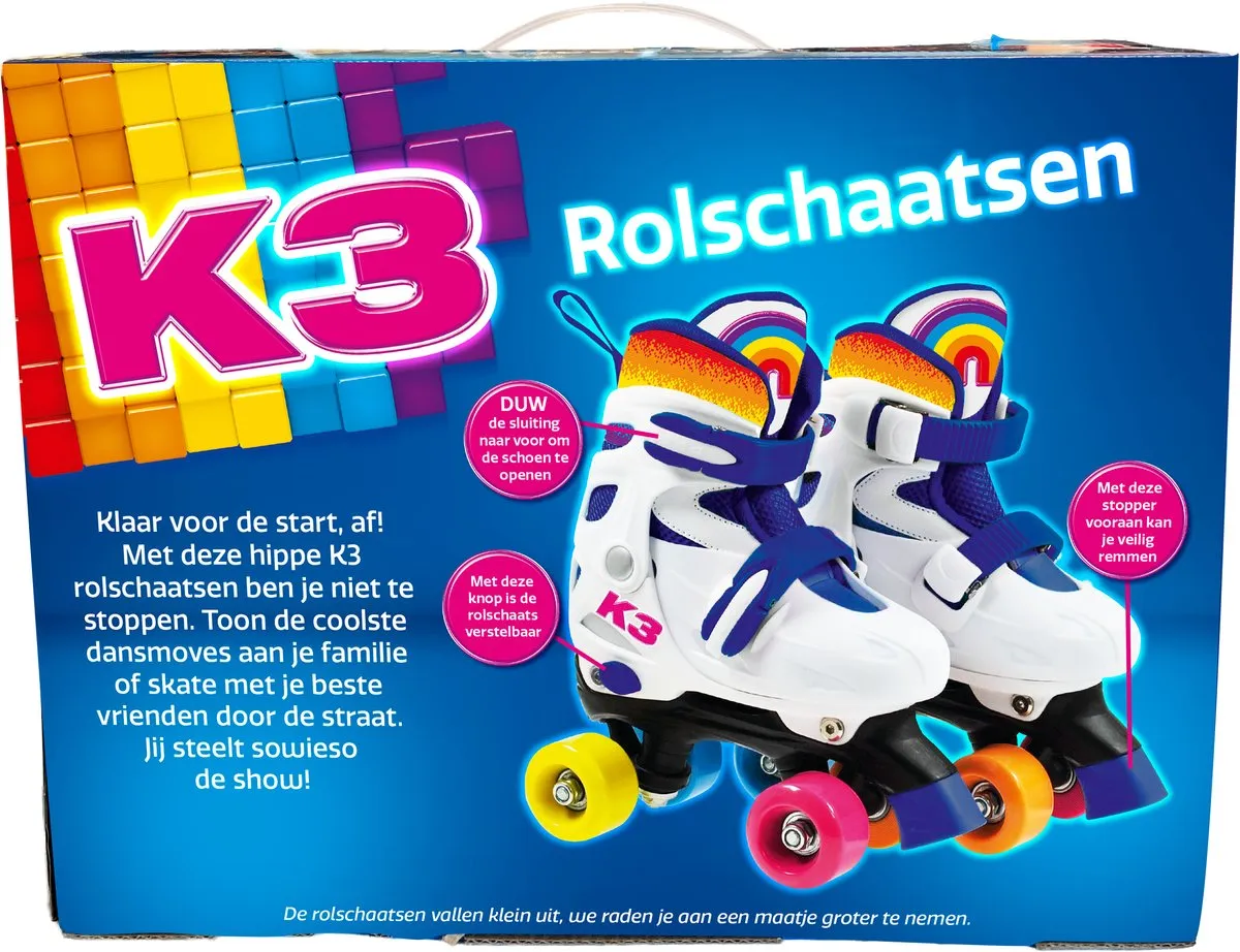 K3 Rolschaatsen Verstelbaar 26-29 - Regenboog