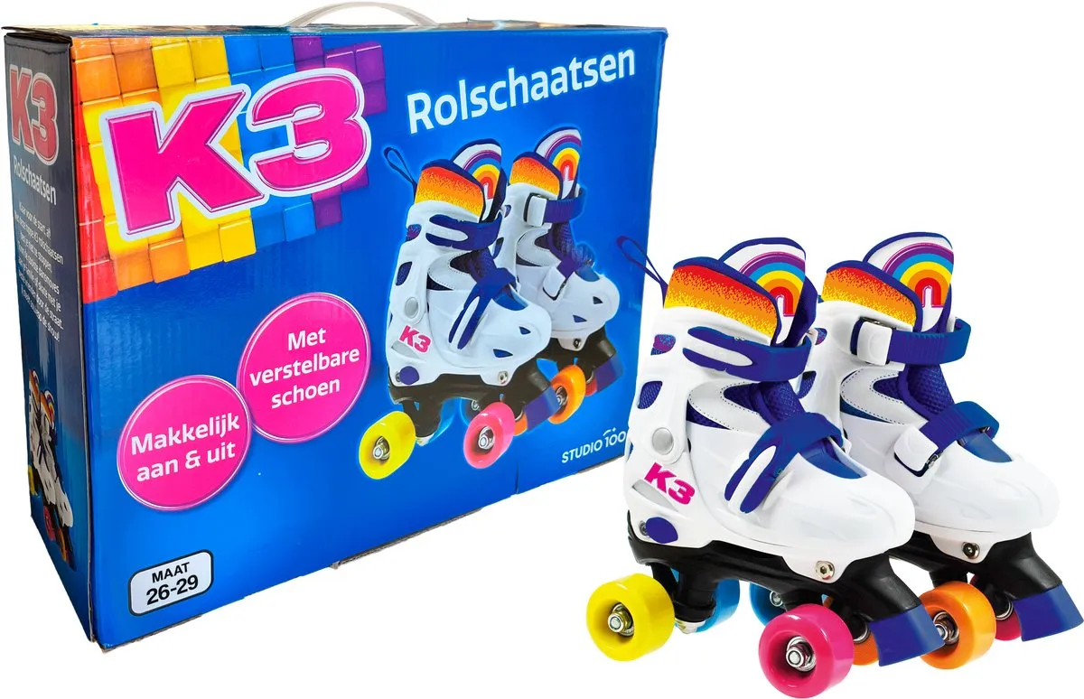 K3 Rolschaatsen Verstelbaar 26-29 - Regenboog