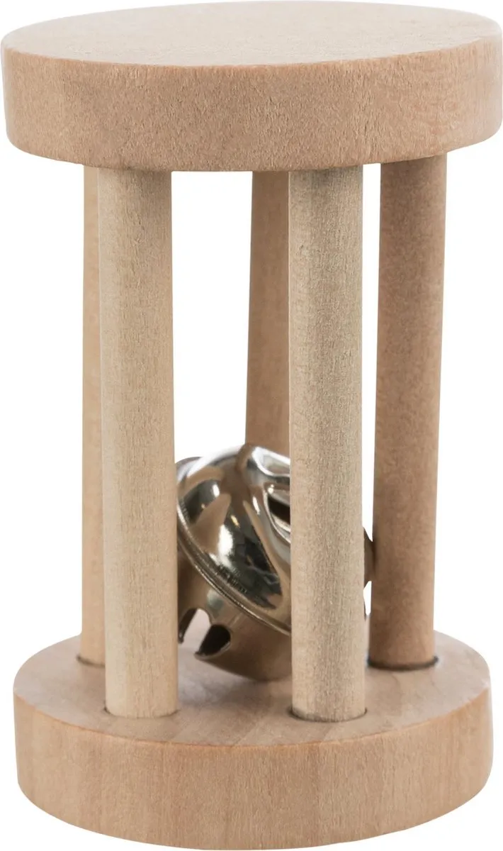 Trixie Speelrol Hout met Bel 6cm - afbeelding 2 van 3