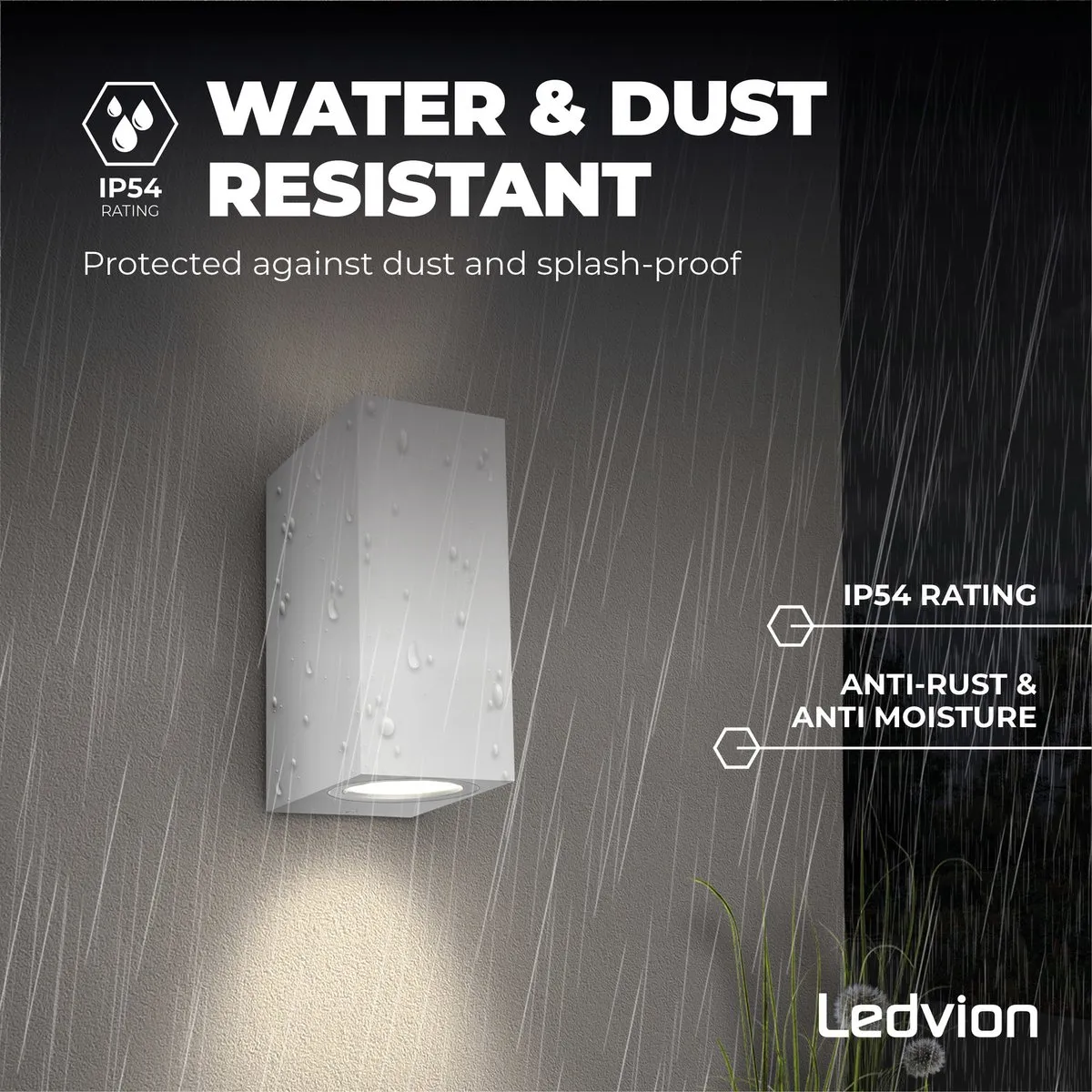 LEDVION Cube & Wit Wandlamp GU10 3.5W IP54
