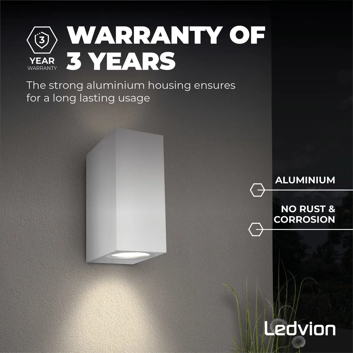 LEDVION Cube & Wit Wandlamp GU10 3.5W IP54