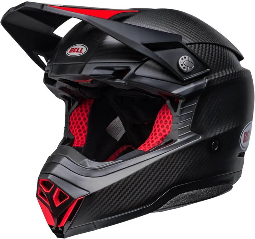 Bell Moto-10 Spherical Solid Satin Gloss Zwart Rood Full Offroad Helm
