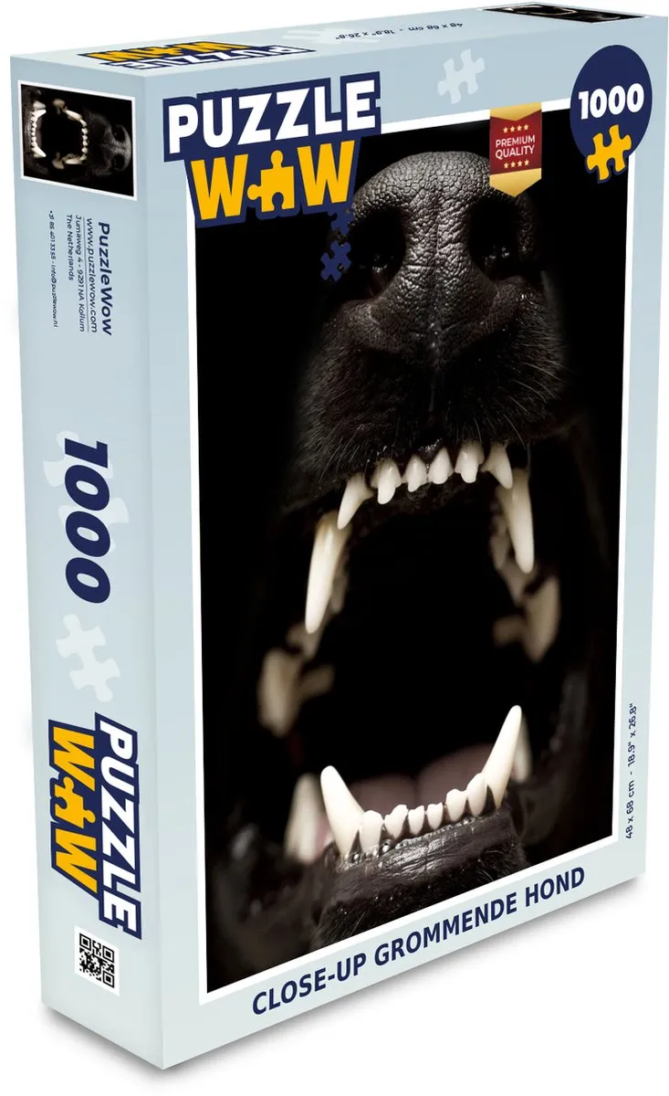 PuzzleWow Close-up Grommende Hond Legpuzzel 1000 Stuks