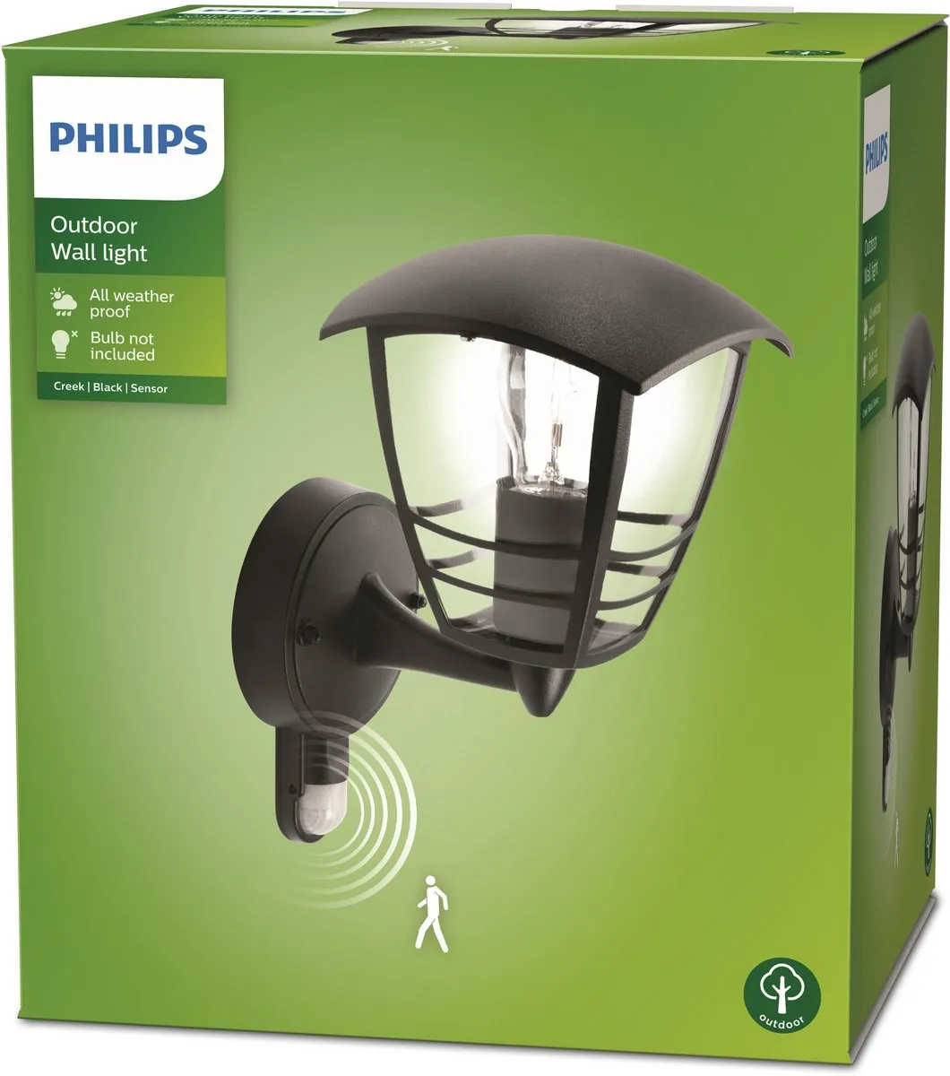 Philips Creek Buitenwandlamp Sensor Zwart