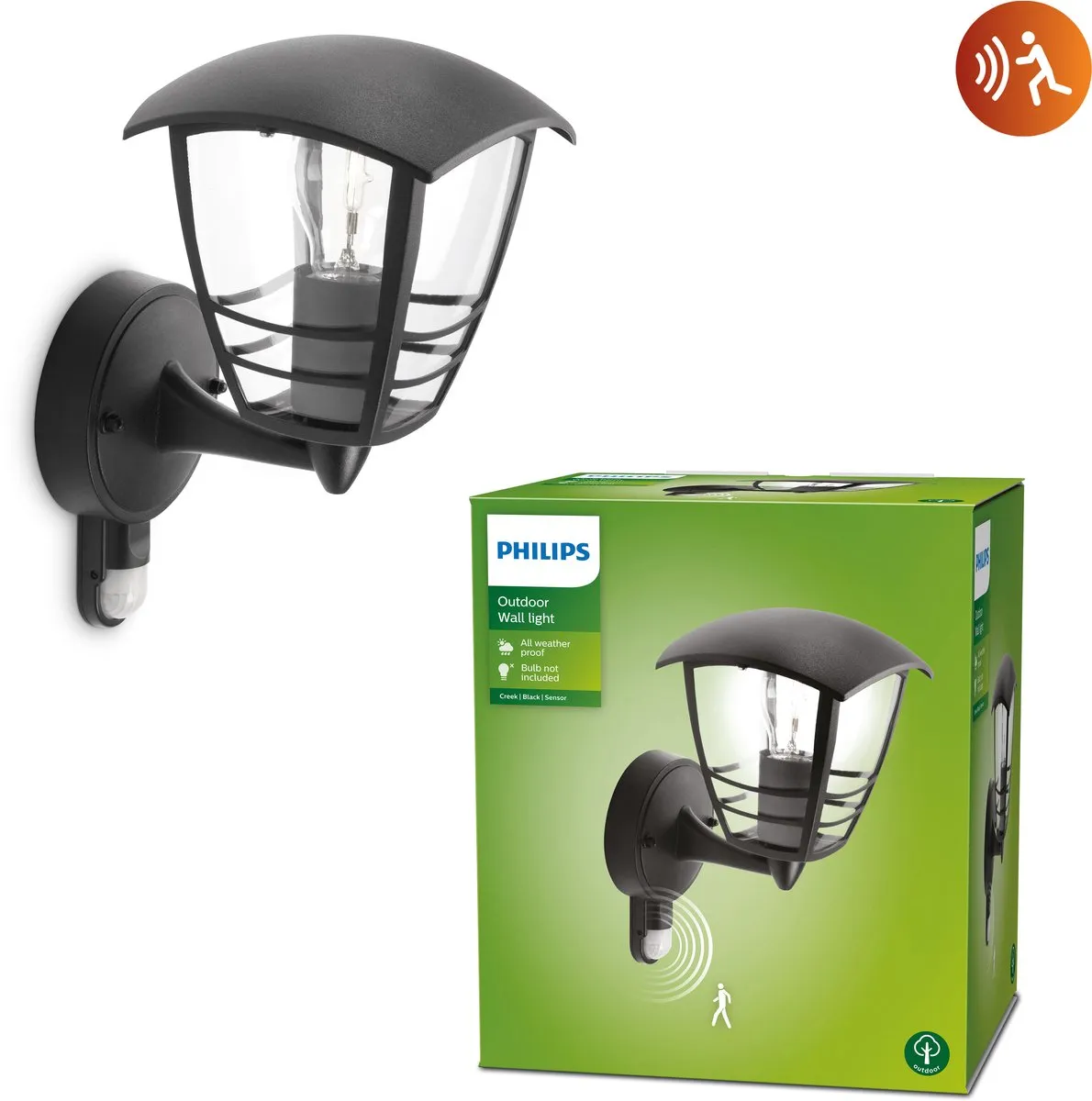Philips Creek Buitenwandlamp Sensor Zwart
