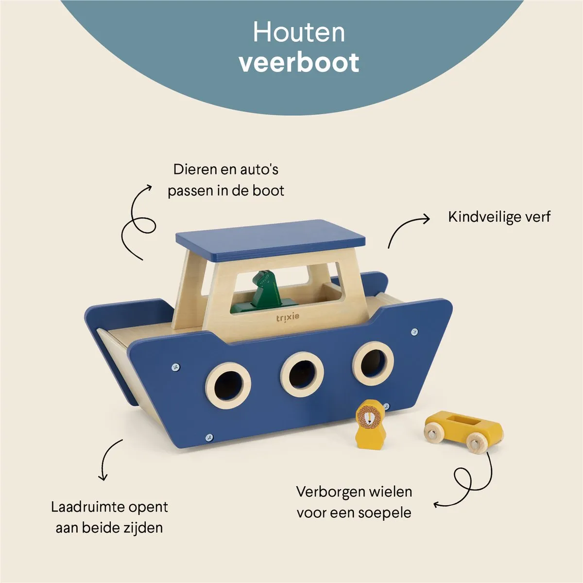 Trixie Houten Veerboot - Multi - 2 Auto's - FSC 5400858364968